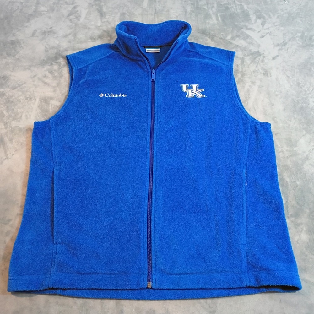 Columbia Kentucky Wildcats Fleece Vest Womens Large Royal Blue Full Zip UK Logo